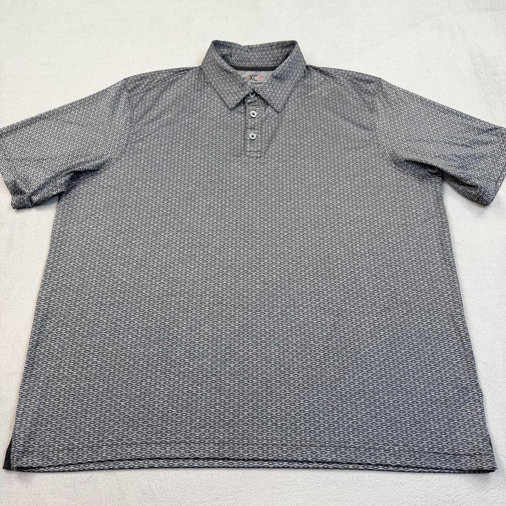 Johnston & Murphy XC4 Polo Shirt Mens XL Gray Geometric Stretch Performance